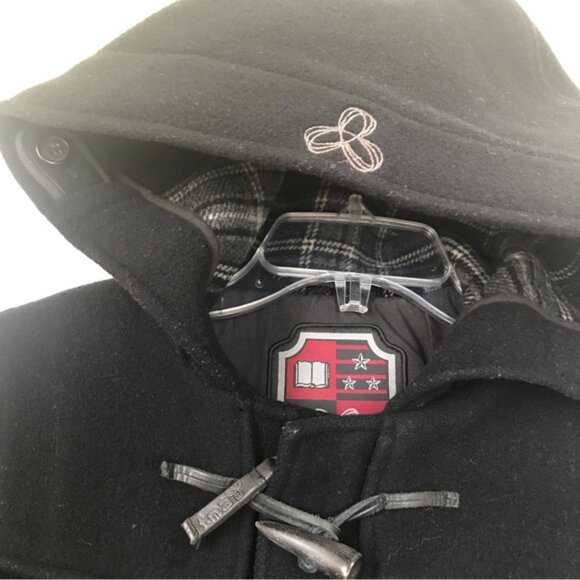 Aritzia TNA Wool Pea Coat Hood Toggle Buttons Zipper Bomber Jacket Wool Military - Picture 5 of 15